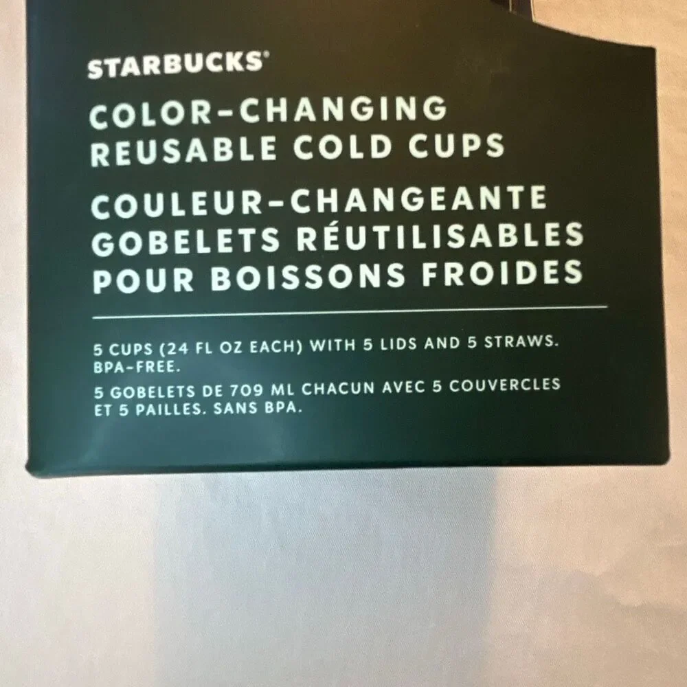 Starbucks | Color Changing Reusable Cold Cup Set | New in Box | 24oz | Set of 5 - Picture 6 of 7